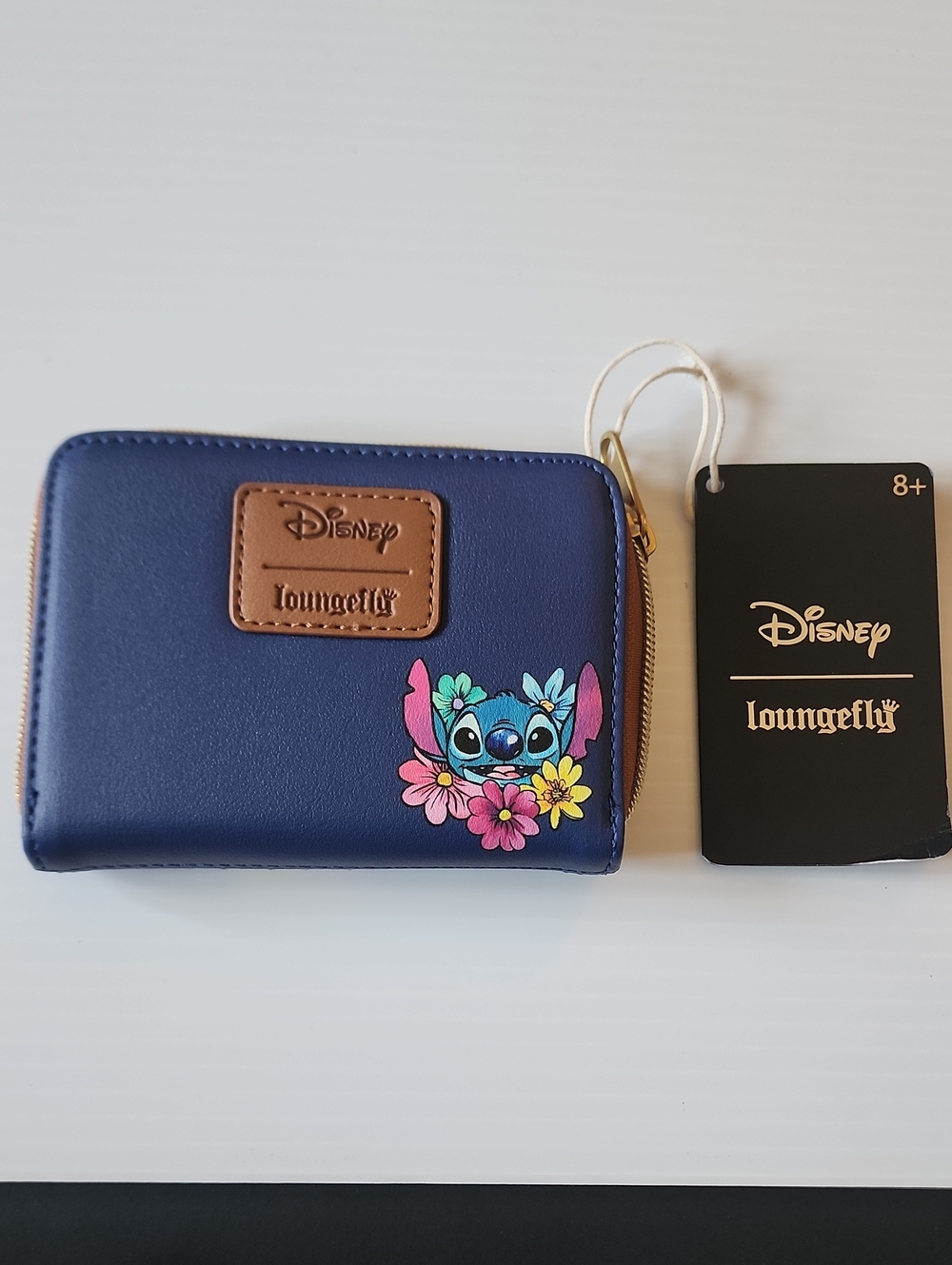 Loungefly Blue Stitch Floral Zip Wallet.